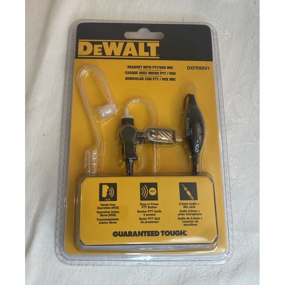 DeWalt DXFRSSV1 Headset with PTT/Vox Mic For Walkie Talkies NEW IN BOX